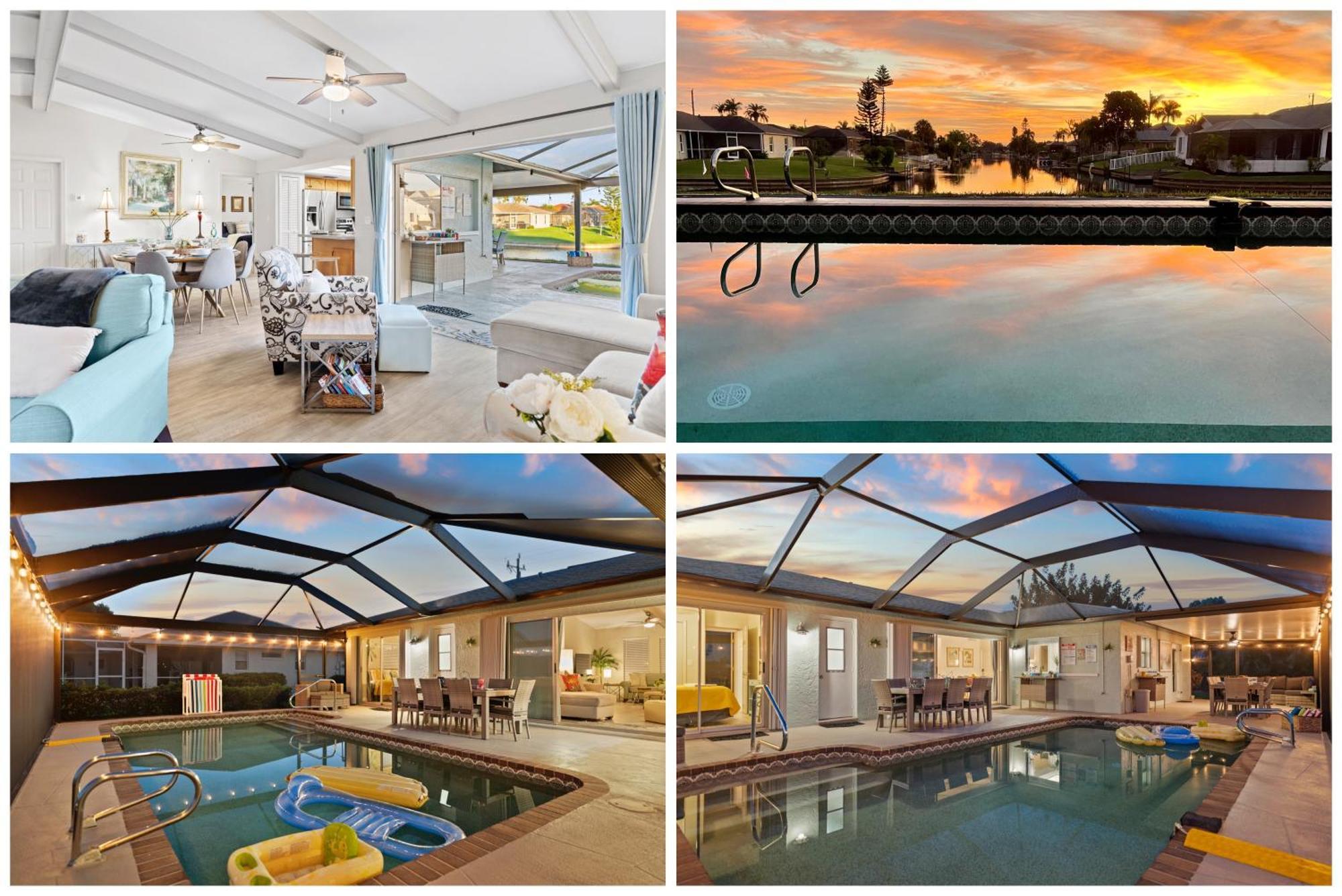 Serenity Waterfront Villa With King Suite, Private Pool, Great Lanai Enclosure And Long Water Views Cape Coral Eksteriør bilde